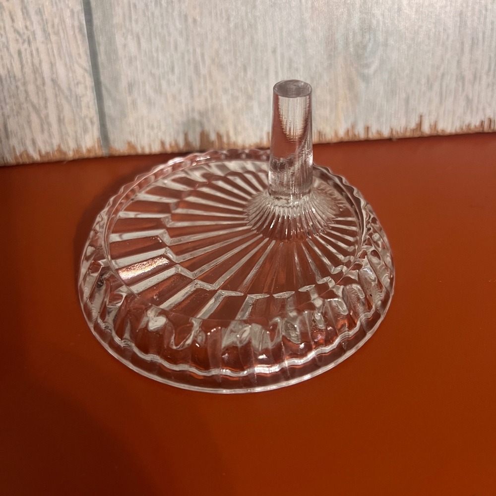 Vintage Avon 1980 Clear Pressed Glass Ring Holder‎ Sunburst Pattern Vanity Decor